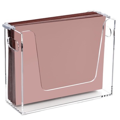 DINGHUO Acrylic Hanging File Organizer Letter Size Clear Storage Box with Handle