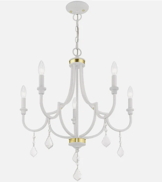 Lámpara de techo blanca Livex Lighting 41275-03 Glendale 5 luces 25 pulgadas Foto 3 de 4