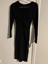 Zara Black Long Sleeve Dress Size Small Midi