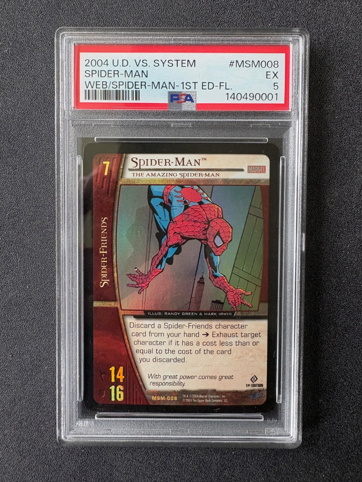 Spider-Man 2004 UD Vs. System #MSM-008 Rare Foil First Edition PSA 5