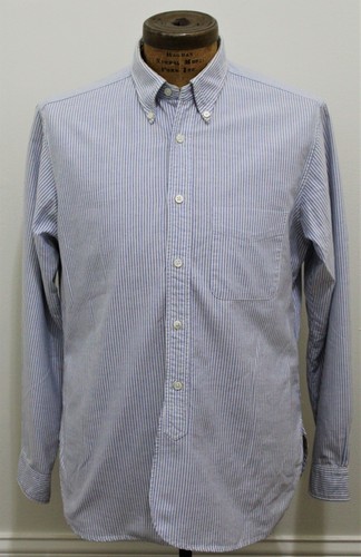 Engineered Garments Workaday Blue/White Cotton Stripe Shirt Large Made In USA