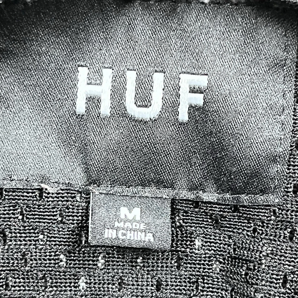 Prendedor de béisbol negro a rayas HUF Worldwide Collection para hombre talla L mediana Y2K Foto 4 de 4