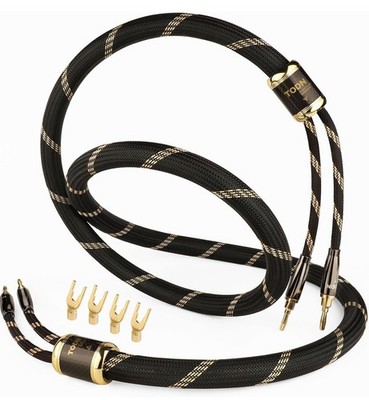 TODN Audiophile Banana Plug Speaker Cable with Convertible Spade Plugs, 9.8ft/3m