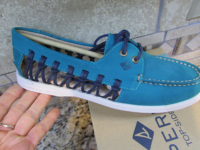 NEW SPERRY A/O HAVEN LEATHER BOAT SHOES LOAFERS WOMENS 7.5 TEAL
