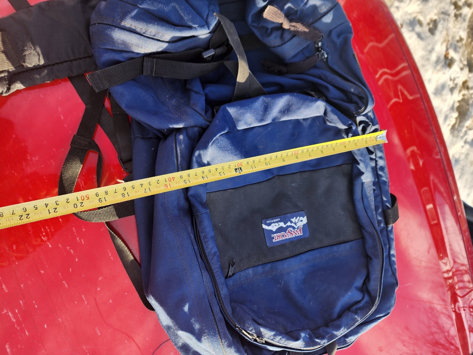 VTG 90s Jansport Backpack Stuff Sack USA Made Hiking Canvas Blue RARE image 6