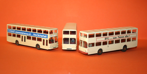 3 x MAN Doppeldecker IDEAL Versicherung / BVG WIKING Busse 1:87
