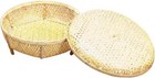 YAMASHITA CRAFTS White Bamboo Basket KAKINOHA with Round Lid L made in Japan