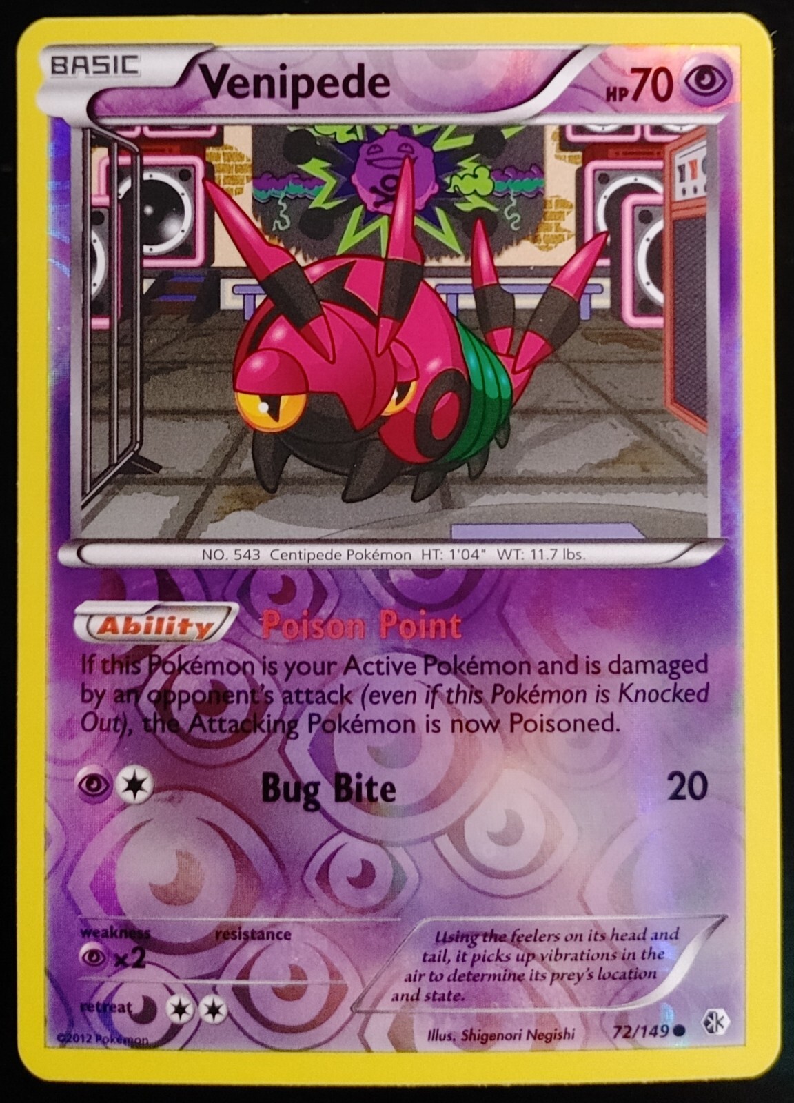 Venipede - 72/149 - Reverse Holo - Black & White 7: Boundaries Crossed - Pokémon