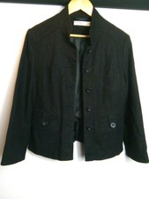 M & Co Mackays Women`s Short Jacket Blazer Lined Size-12 Black 35% Linen