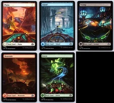 MTG - (5) Aetherdrift Full Art Basic Lands - 1 of Each Art -z48