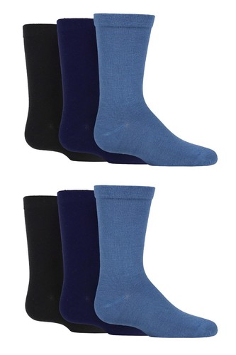 Kids Plain/Striped Bamboo Socks Boys Girls Comfort Cuff School SOCKSHOP- 6 Pairs - Picture 13 of 26