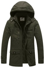 WenVen Men's Coat Jackets Thicken Cotton Winter Coat Parka With Removable Hood