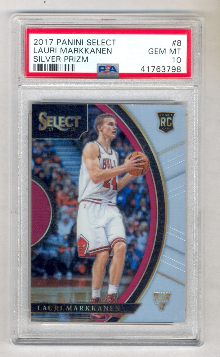LAURI MARKKANEN 2017-18 PANINI SELECT #8 SILVER PRIZM RC PSA 10 GEM MINT