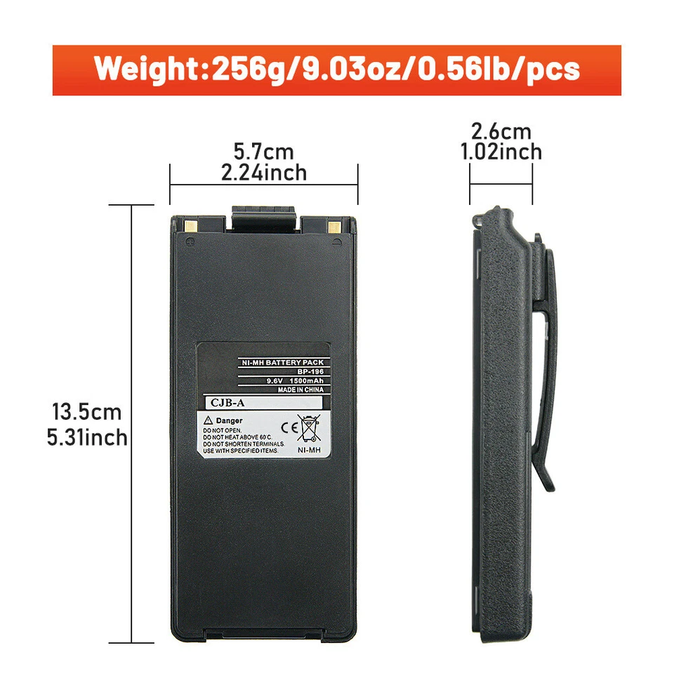10PC BP-196 Replacement Battery for ICOM Radio IC-A4 IC-A4C IC-A4E IC-F3 IC-F3S - Image 2 of 4