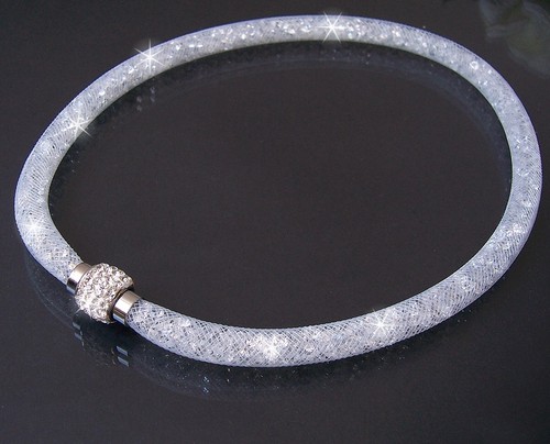 Collier Kette Armband Strass Netzschlauch Magnetverschluß Edelstahl Damen VS16 - Bild 15 von 96