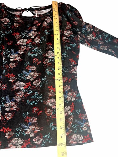 Top Free People donna Dock Street nero e rosso boho floreale con volant taglia large - Foto 13 di 13