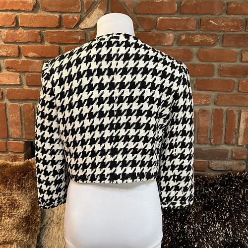VINTAGE MOD URBAN Cropped Layering White Black Bolero Swing Brunch Jacket sz M - Picture 3 of 5