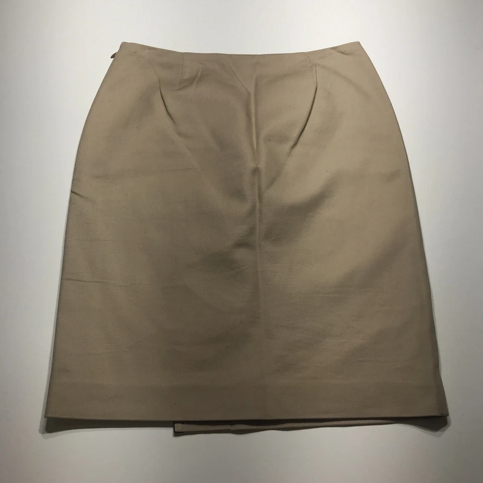 Traje Falda Anne Klein Mujer Talla 0 Bronceado Imitación Envoltura Cuero Borde Lápiz Foto 2 de 4