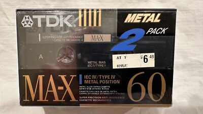 TDK MA-X 60 Metal Type IV Cassette Tape. 2 (Two) pack (Factory sealed. NOS)