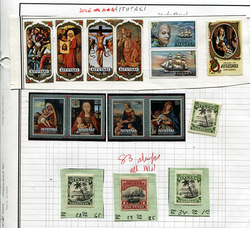 🦋🦋 Cheap! Aitutaki lot of 88 mostly MNH, OG good catalog