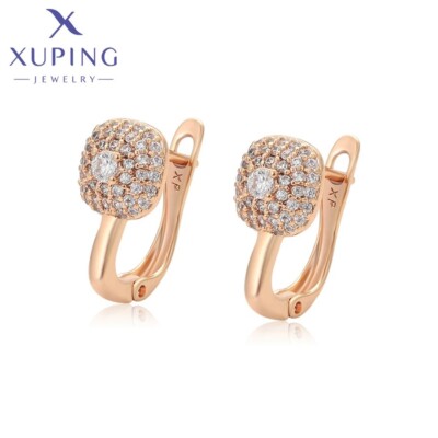 Xuping Jewelry Fashion Charm Copper Alloy Gold Color Hoop Earrings Women Girl