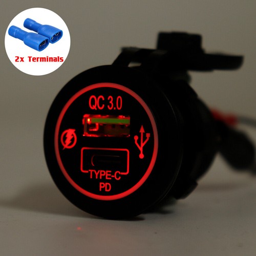 Typ C PD + ładowarka USB gniazdo QC 3.0 do 12V 24V samochód motocykl samochód osobowy - Zdjęcie 2 z 11