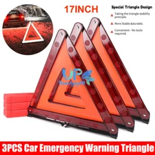 3X Car Emergency Warning Triangle Reflective Safety Roadside Kit DOT Approved