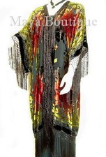 Tye Dyed Kimono Opera Coat Silk Burnout Velvet Chocolate Multi Maya Matazaro