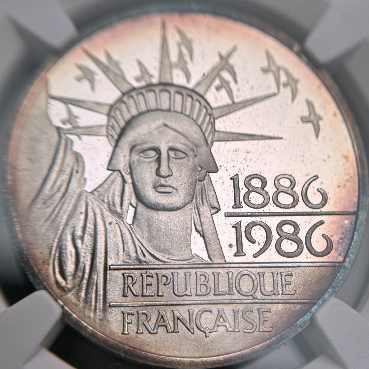 FRANCE. 1986, 100 Francs, Silver - NGC PF69 - Statue of