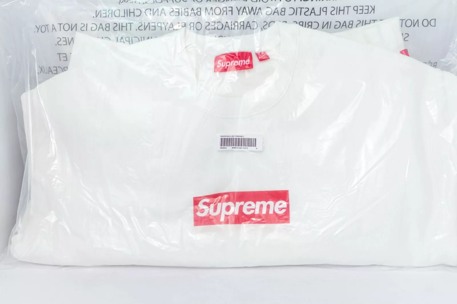 Col rond logo boîte lavée suprême   Blanc   Taille Medium   EN MAIN EXPÉDIÉ LE JOUR MÊME