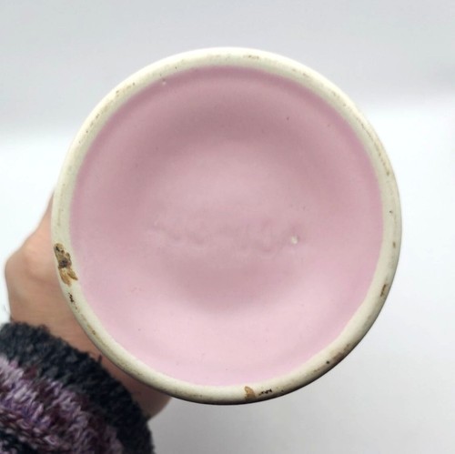 Vintage MCM Hull Pottery Continental Line 433 USA Pedestal Pink Bowl Vase - Picture 3 of 5