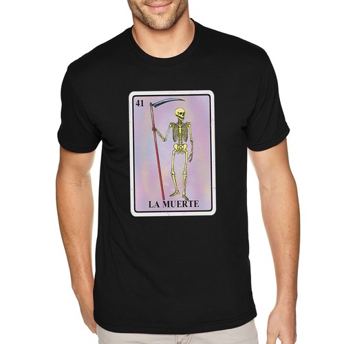 XtraFly Apparel Men's La Muerte Skeleton Loteria Skull Mexican Crewneck T-shirt - 第 3/12 張圖片