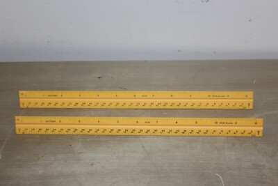 Lot of 2 Vintage Dietzgen 11626 Architect Drafting Triangular Ruler 12'' Wood