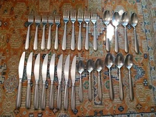 28 Pc Set Heavy 18/10 Flatware Oval Handle Unmarked
