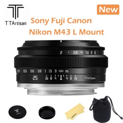 TTArtisan 25mm F2 Wide Angle APS-C Lens for Sony Fuji  Nikon M43 L Mount
