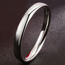 925 Sterling Silver High Polished Smooth Circle Bangle Bracelet for Women Girls