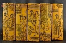 Statua rara da collezione vecchia scultura in bambù a mano 20 quadri su bambù