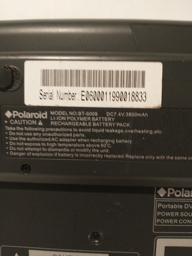 Polaroid Portable DVD/CD player Model BT-6009 Swivel Screen Parts Or To Fix - Picture 15 of 15