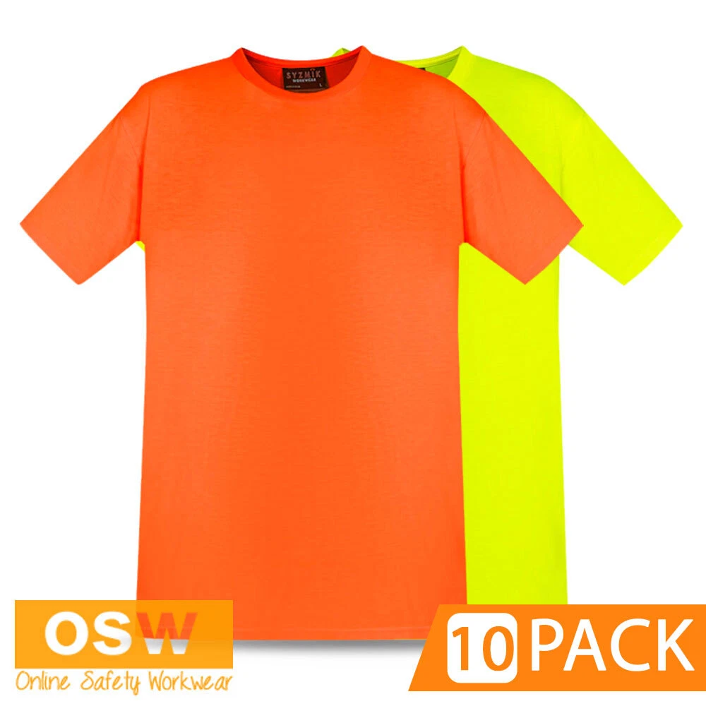 10 Pack Men's Soft Lightweight Hi Vis Tee Modern Fit Quick Dry