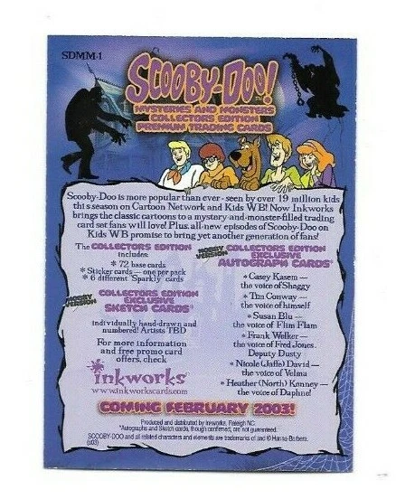 2003 SCOOBY DOO MYSTERIES AND MONSTERS PROMO CARD SDMM-1 FREE SHIPPING  - Image 2 of 2