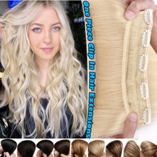 Clip in Real Remy Human Hair Extensions One Piece 3/4 Full Head Thick 16" 18" 20