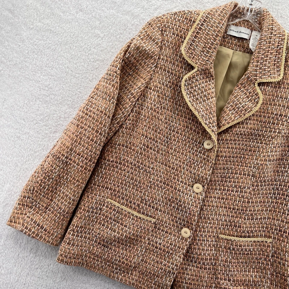 Chaqueta Blazer Alfred Dunner Mujer Talla 12 Marrón 40x28 Traje Abrigo Abotonado Top Foto 2 de 4