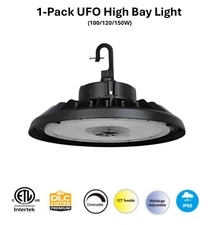 1 Pack LED UFO High Bay 100/120/150 W CCT 3000/4000/5000K Lumen Adjustable