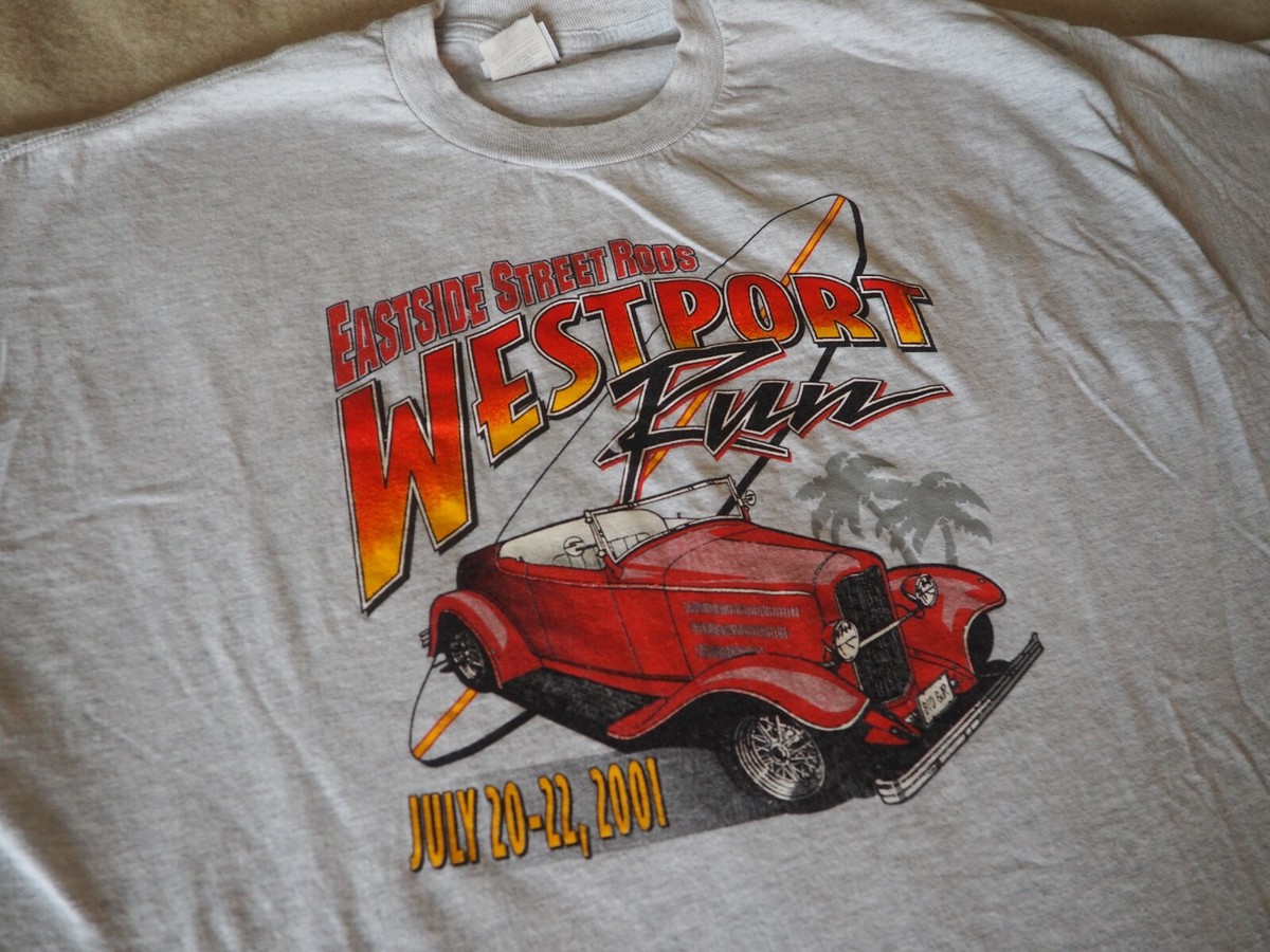 VTG Y2k 2001 Westport Run Classic Cars Surf Red Gray Graphic
