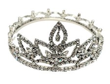 Silver Tone Clear Prong Set Rhinestone Bridal Wedding Pageant Tiara