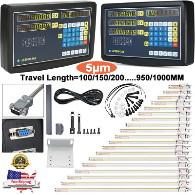 Precision 1μm Linear Scale DRO 2/3 Axis Digital Readout Glass Encoder Lathe Mill