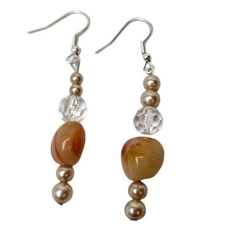 Pink pearl Disco Ball Jasper earrings - Picture 2 of 2