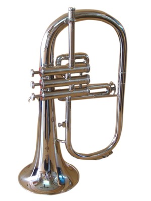 Bb FLACH FLÜGEL HORN BAND REGISSEUR GEPRÜFT SILBER VERNICKELT MIT ETUI Mundstück