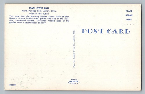 Postal de Akron Ohio OH Stan Hywet Hall North Portage Path años 50 - Imagen 2 de 2