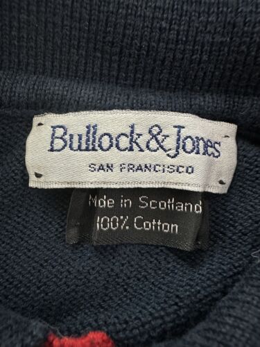 Maglione BULLOCK & JONES vintage anni 90 L blu navy rugby righe polo colletto preppy - Foto 12 di 15